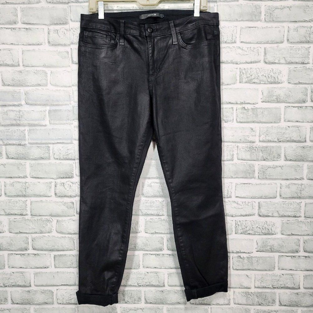 Joes Jeansโ Womens 32 Black Waxed Denim The Skinny Fit Mid Rise Jeans